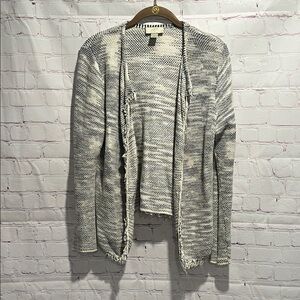 LOFT Black, White, and Cream Open-Front‎ Cardigan Sweater Woman’s Medium Petite